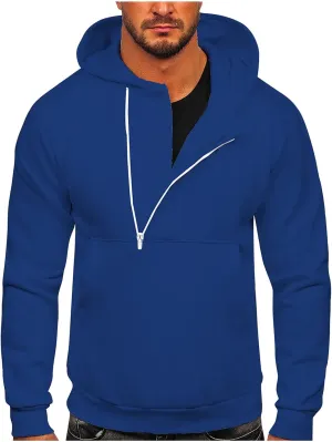 DuDubaby Mens Fleece Hoodies Men Solid Check Pullover Long Sleeve Hooded Sweatshirt Tops Hoodies Pullover