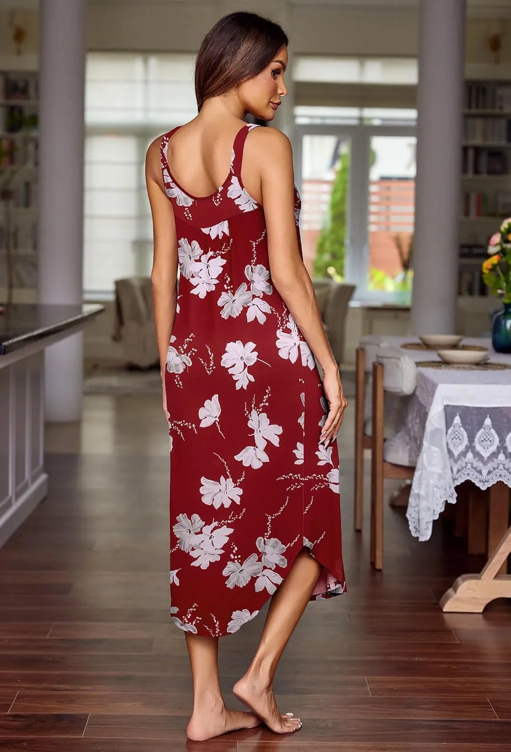 Ekouaer Women's Sleeveless Nightgown Long Nightgowns for Women Full Slip Soft Nightshirt Wide Strap Sleepwear Lounge Dresses