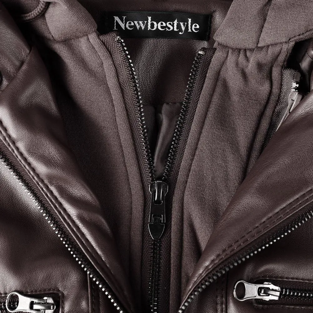 Faux Leather Jacket for Women Casual Moto Biker Jacket Quilted Full-Zip Coat