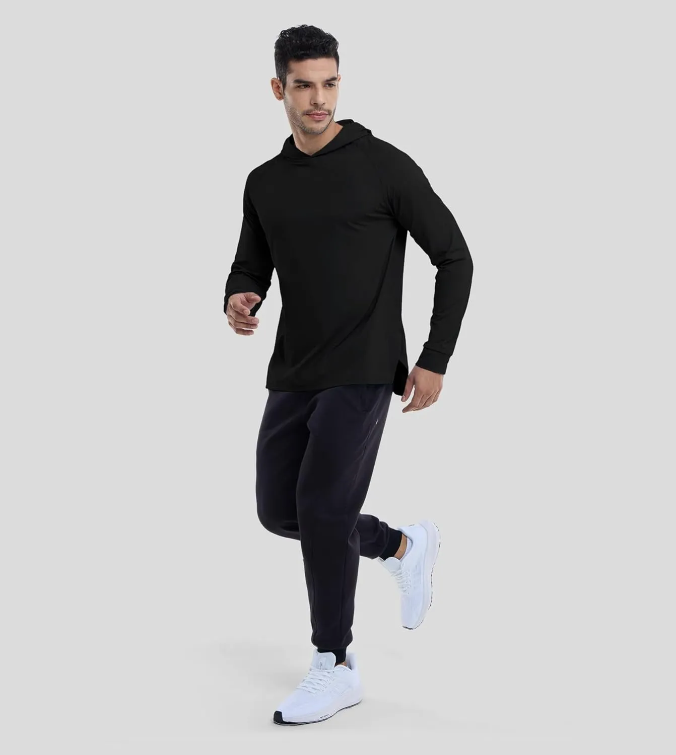 Fioboc Active Hoodies Smoothblend Split Curve Hem Pullover Sweatshirts Lightweight Moisture-wicking Hoodies S-4XL