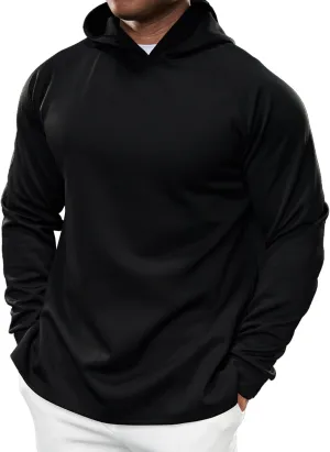 Fioboc Active Hoodies Smoothblend Split Curve Hem Pullover Sweatshirts Lightweight Moisture-wicking Hoodies S-4XL