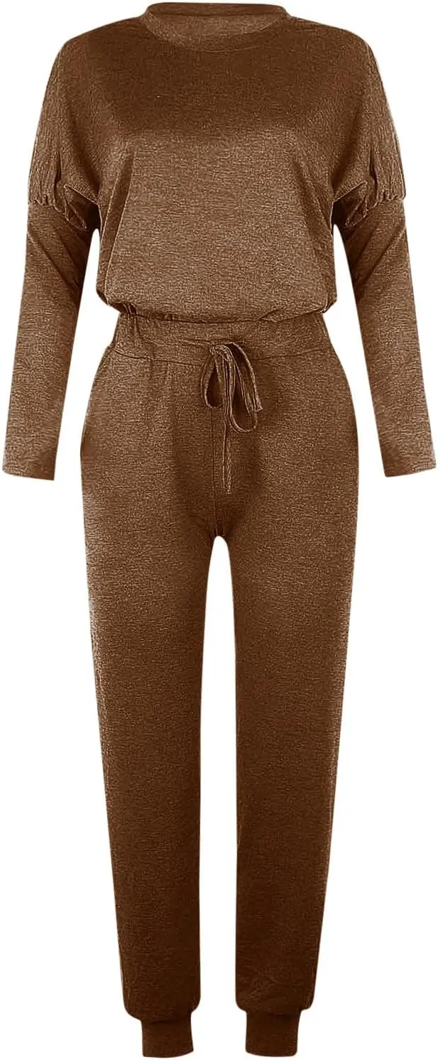 Firzero Plus Size Lounge Sets for Women 2024 Fall Two Piece Outfit Long Sleeve Crewneck Pullover Tops Long Pants Tracksuit