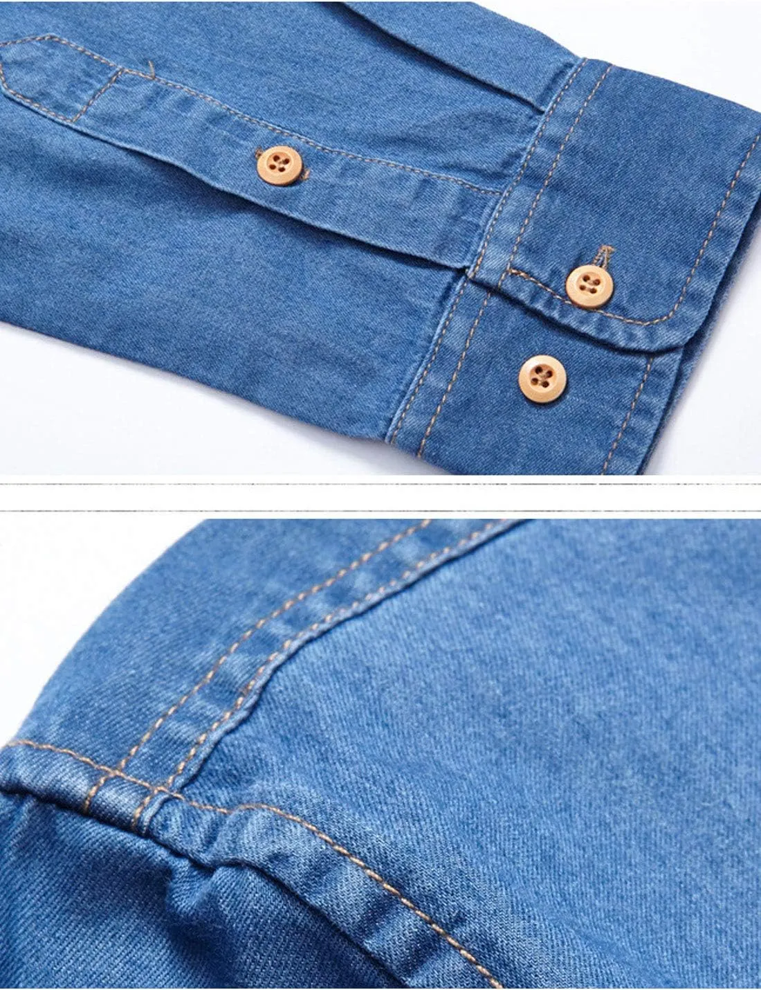 Flygo Casual Men's Long Sleeve Fleece Sherpa Lined Denim Shirt Jacket