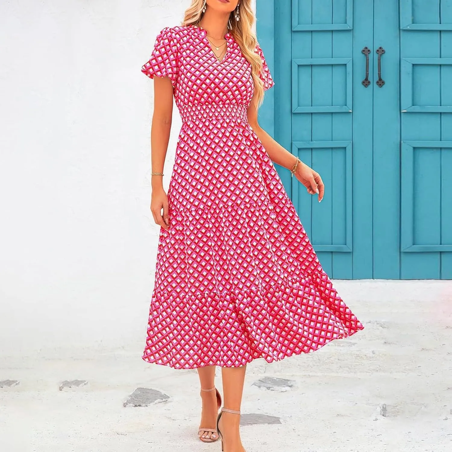 Formal Dresses for Women Gowns Evening Party Cocktail Dress Long Split Elegant V Neck Wrap Ruffle Wedding Guest Dresses