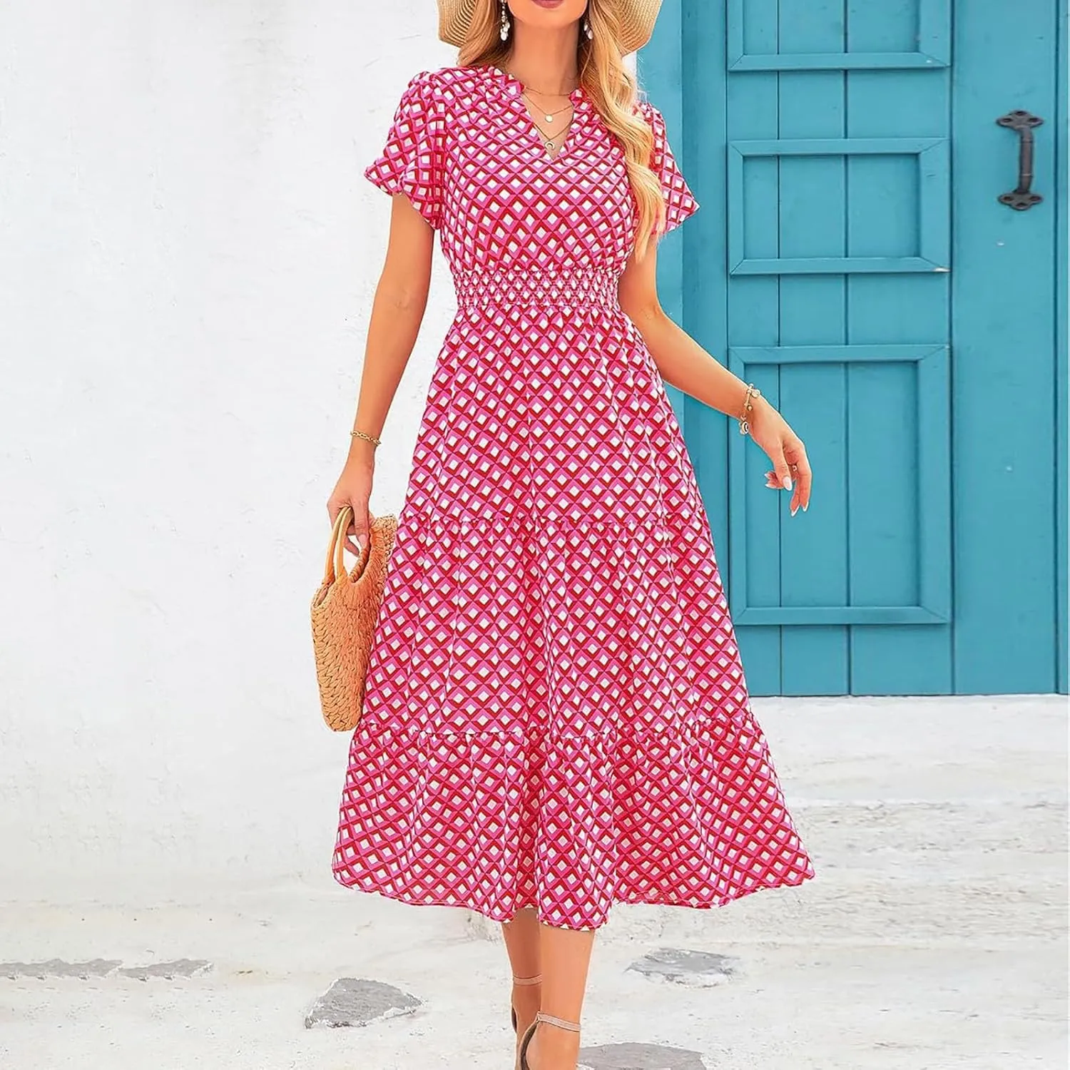 Formal Dresses for Women Gowns Evening Party Cocktail Dress Long Split Elegant V Neck Wrap Ruffle Wedding Guest Dresses
