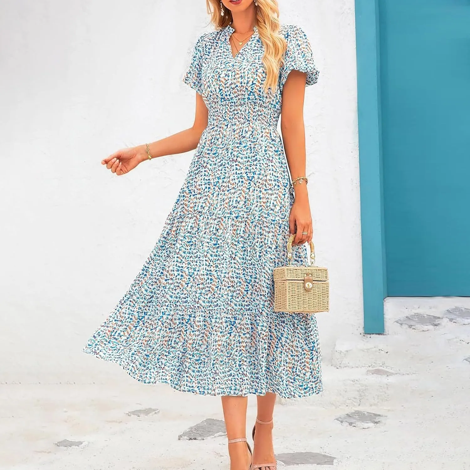 Formal Dresses for Women Gowns Evening Party Cocktail Dress Long Split Elegant V Neck Wrap Ruffle Wedding Guest Dresses