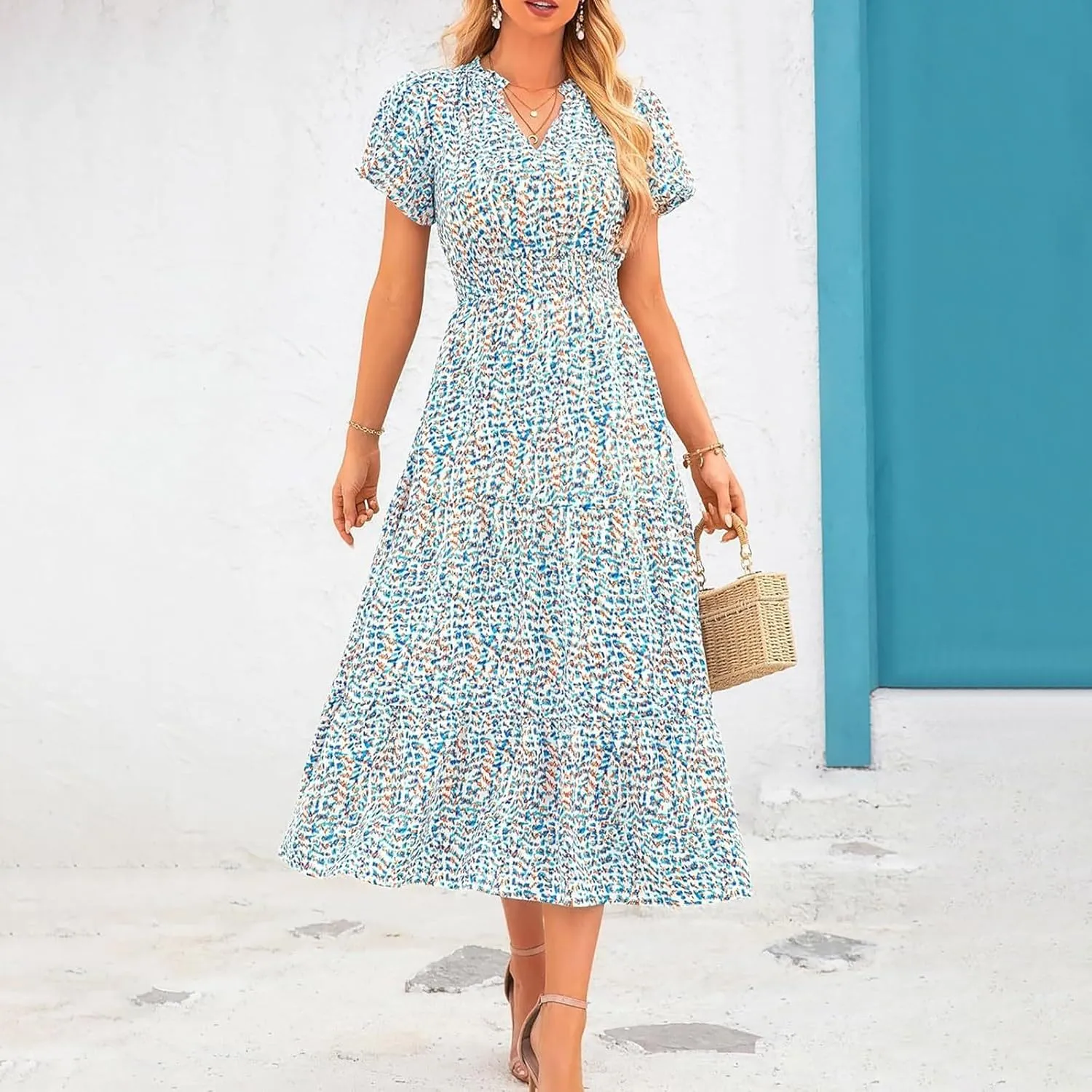 Formal Dresses for Women Gowns Evening Party Cocktail Dress Long Split Elegant V Neck Wrap Ruffle Wedding Guest Dresses