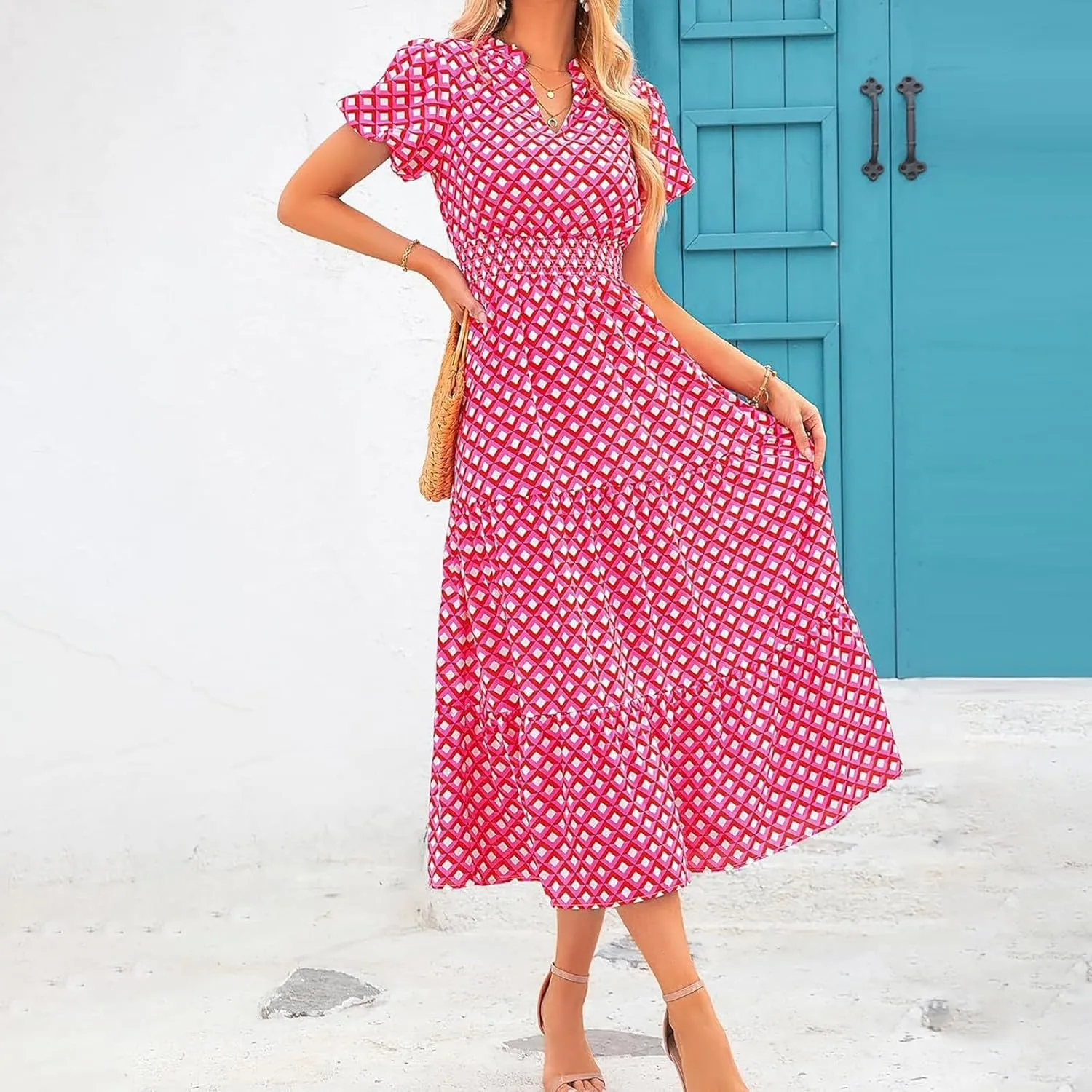 Formal Dresses for Women Gowns Evening Party Cocktail Dress Long Split Elegant V Neck Wrap Ruffle Wedding Guest Dresses