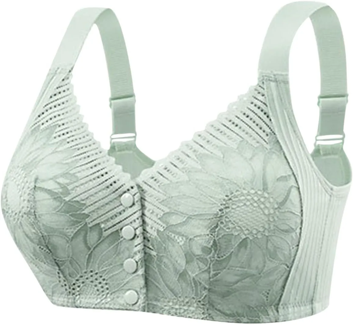 Front Closure Bras for Women Gathering Plush Size Bra Thin Cup Wireless Bras Lace Full Coverage T-Shirt Bralettes