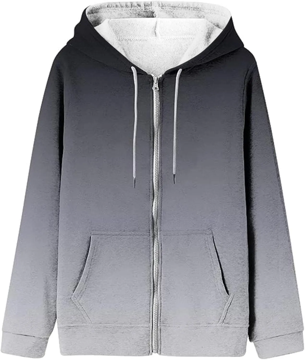 Full Zip Hoodies with Zipper Pocket Sweatshirt Casual Drawstring Clothing Zipper Track Hoodies Sweater Fashion