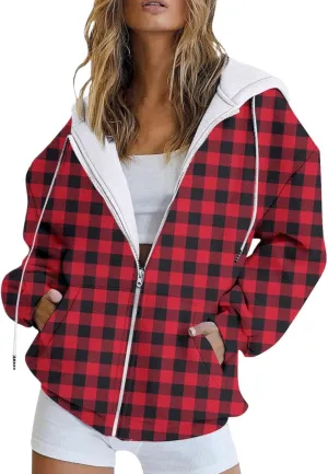 Full Zip Hoodies with Zipper Pocket Sweatshirt Casual Drawstring Clothing Zipper Track Hoodies Sweater Fashion