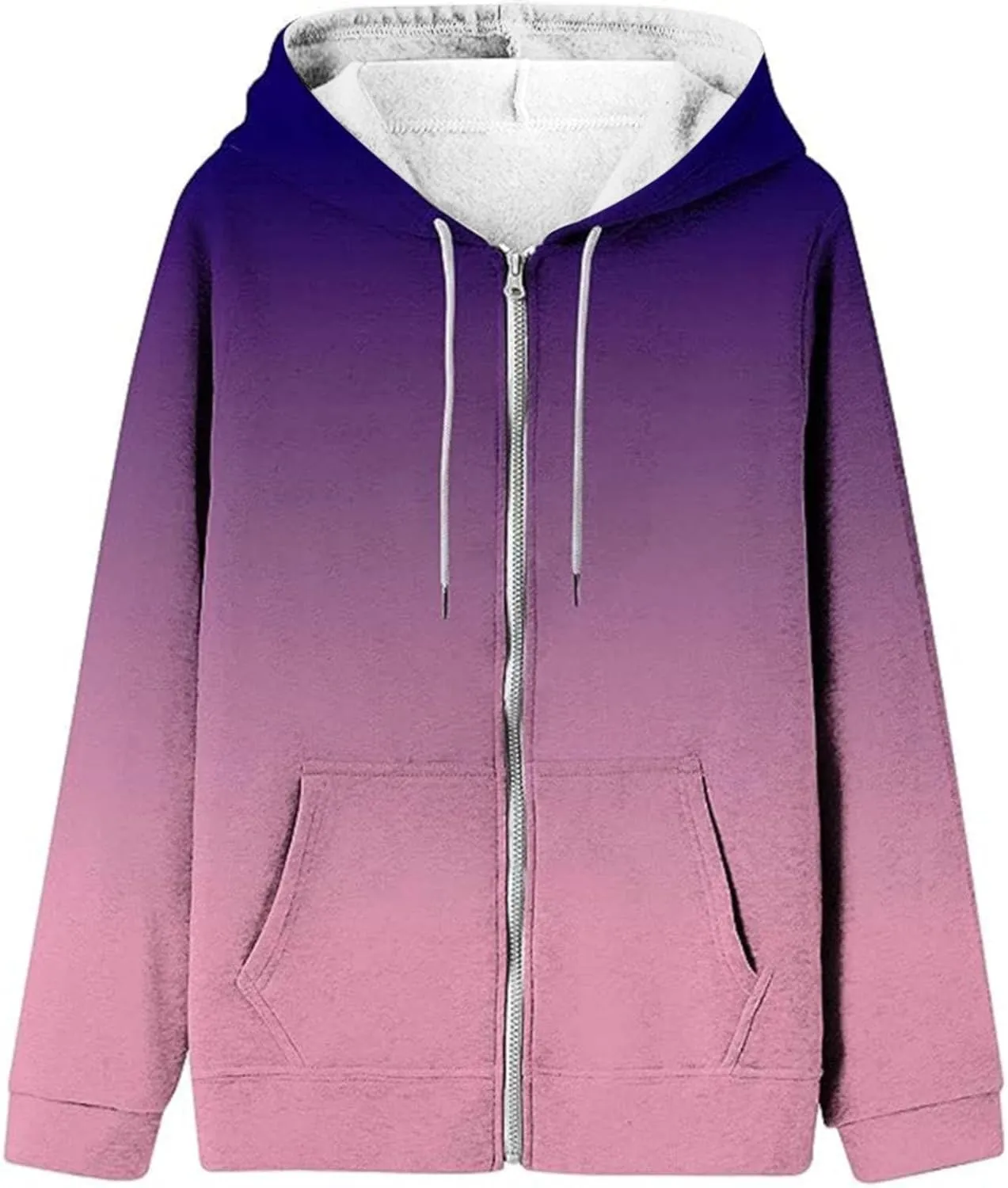 Full Zip Hoodies with Zipper Pocket Sweatshirt Casual Drawstring Clothing Zipper Track Hoodies Sweater Fashion
