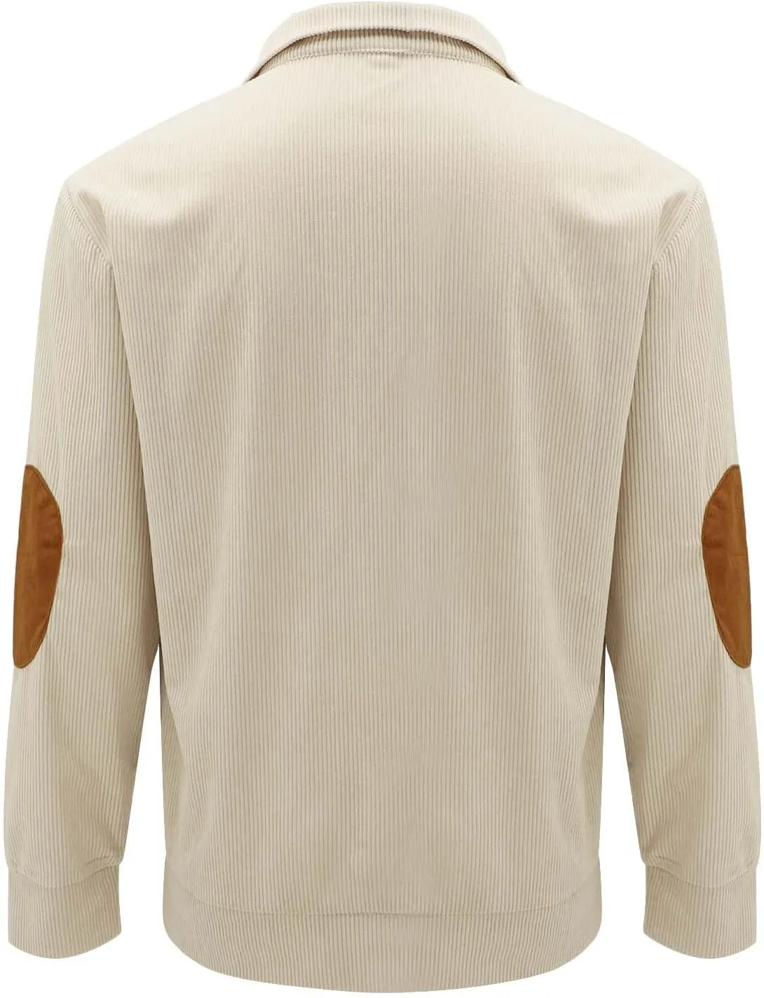GIERIDUC Mens Corduroy Shirts Casual Lapel Collar Button Up Patchwork Pullover Mock Neck Long Sleeve Sweaters Polo Sweatshirt