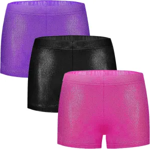 Girls Dance Short for Gymnastics Athletic Shorts Sparkle Glitter Tumbling Bottoms