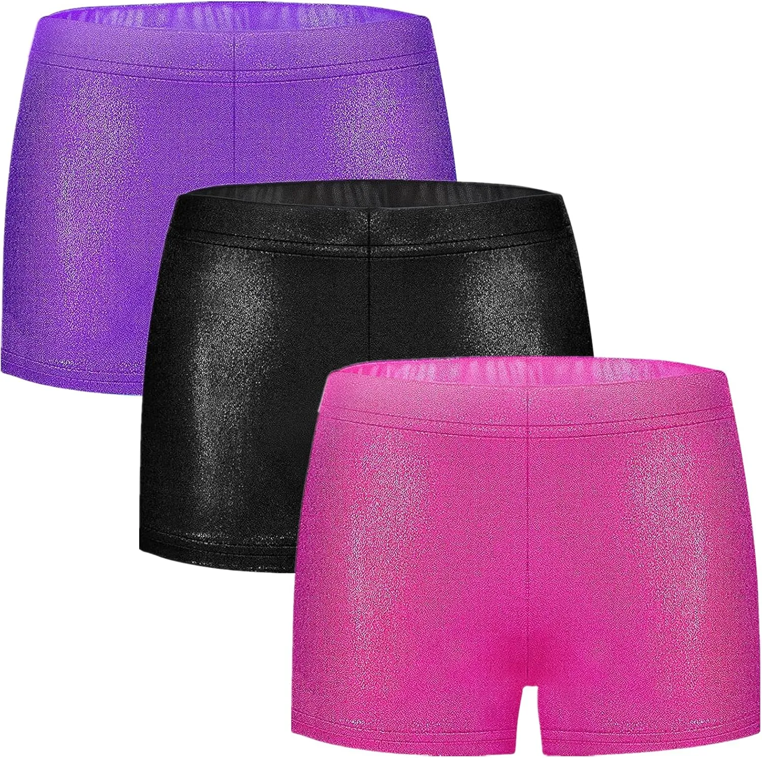 Girls Dance Short for Gymnastics Athletic Shorts Sparkle Glitter Tumbling Bottoms