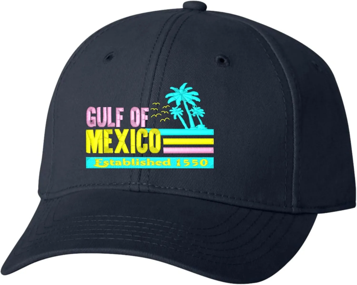 Go All Out Colorful Gulf of Mexico Established 1550 Dad Deluxe Trucker Flatbill Baseball Structured Embroidered Hat