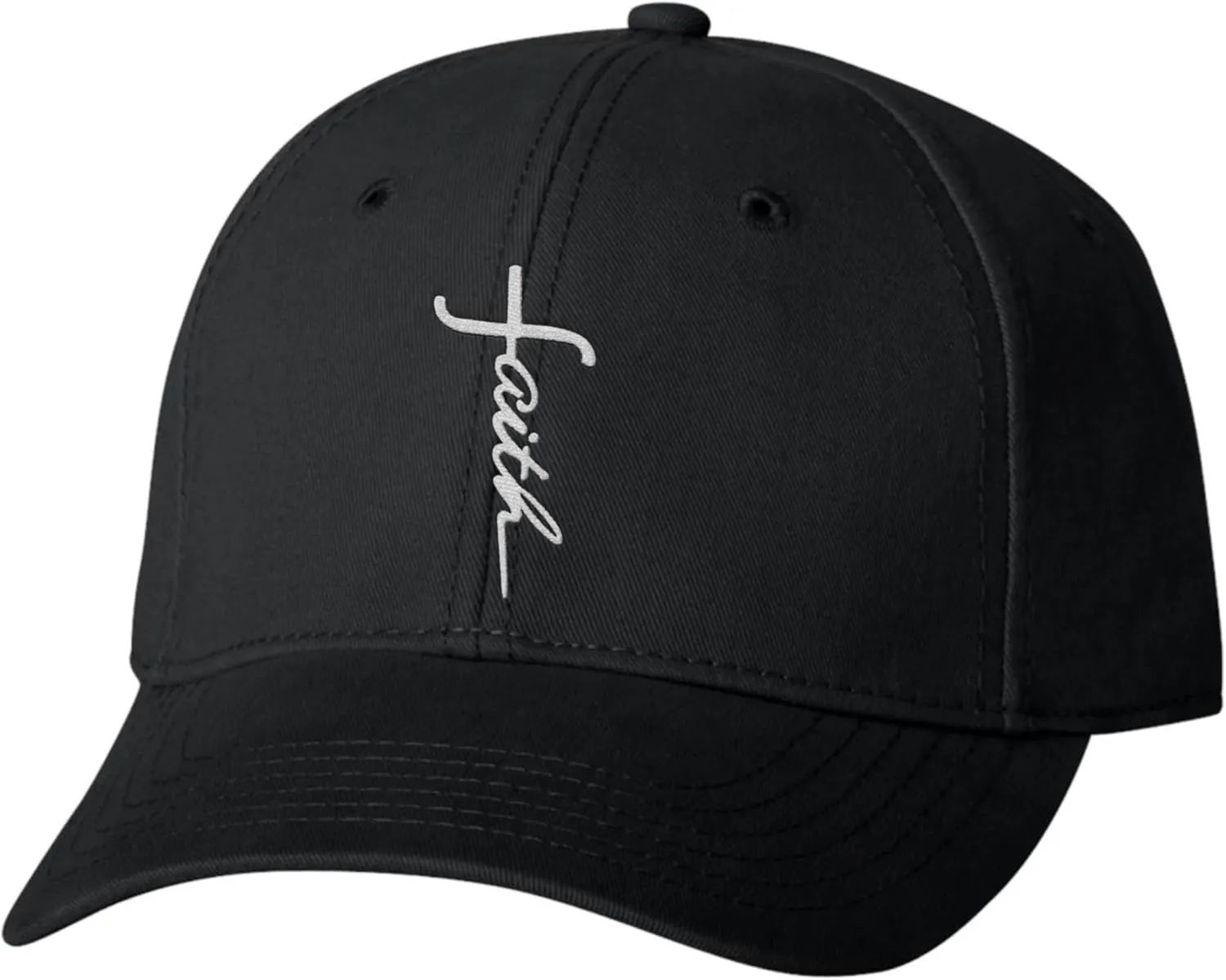 Go All Out Faith Cross Letters Christian Jesus Dad Deluxe Trucker Flatbill Baseball Structured Embroidered Hat