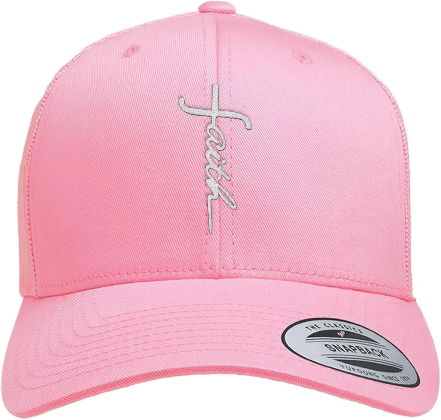 Go All Out Faith Cross Letters Christian Jesus Dad Deluxe Trucker Flatbill Baseball Structured Embroidered Hat
