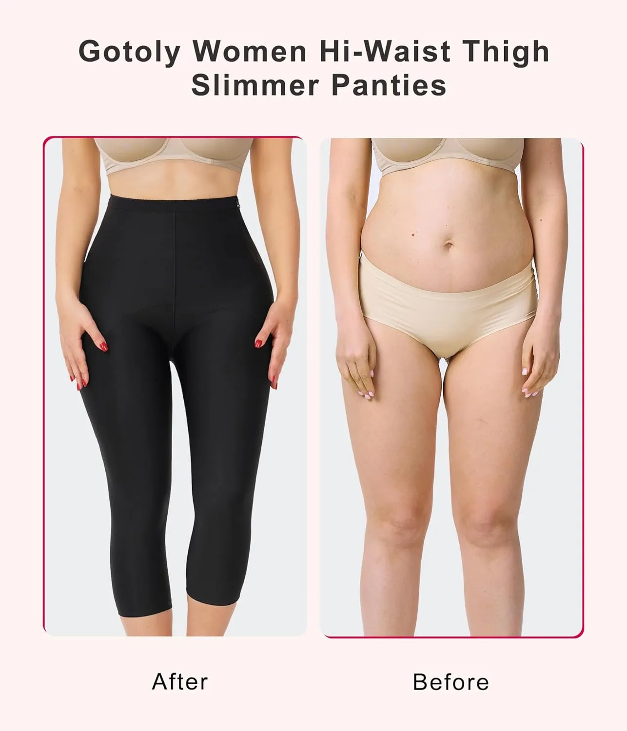 Gotoly Women Hi-Waist Butt Lifter Thigh Slimmer Panties Waist Trainer Shapewear Tummy Control Body Shaper Shorts