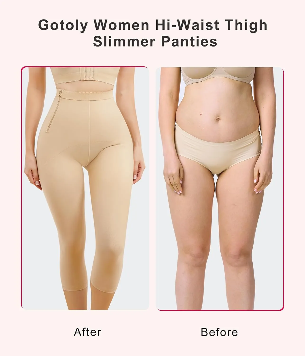 Gotoly Women Hi-Waist Butt Lifter Thigh Slimmer Panties Waist Trainer Shapewear Tummy Control Body Shaper Shorts