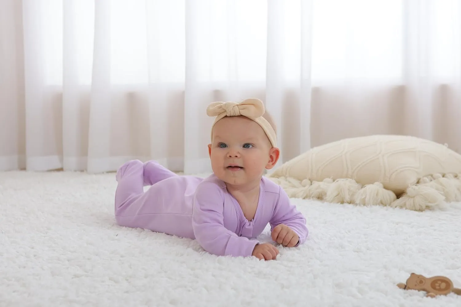 GUISBY Footed Long Sleeve Baby Pajamas with Zipper Cotton Infant Sleepwear