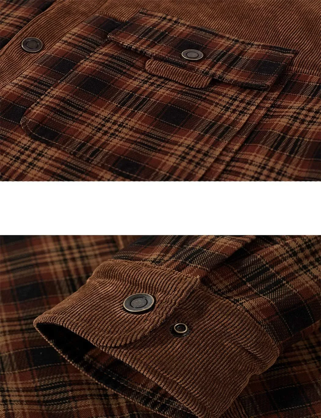 Haellun Men's Long Sleeve Sherpa Lined Shirt Jacket Flannel Plaid Fleece Coats