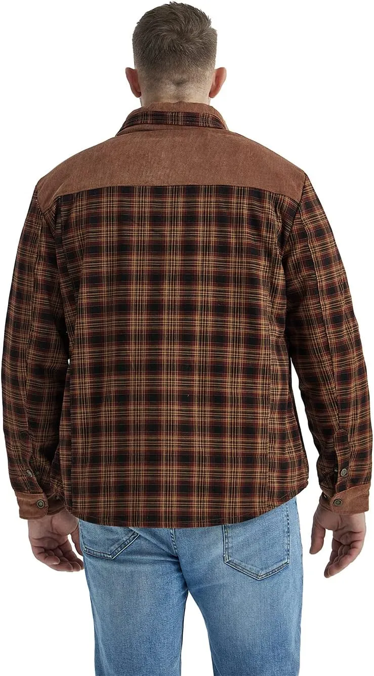 Haellun Men's Long Sleeve Sherpa Lined Shirt Jacket Flannel Plaid Fleece Coats