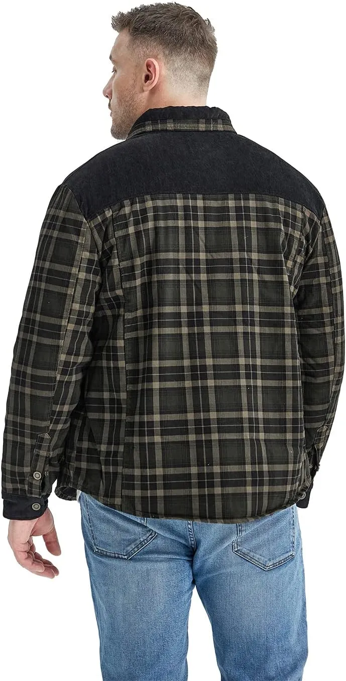 Haellun Men's Long Sleeve Sherpa Lined Shirt Jacket Flannel Plaid Fleece Coats