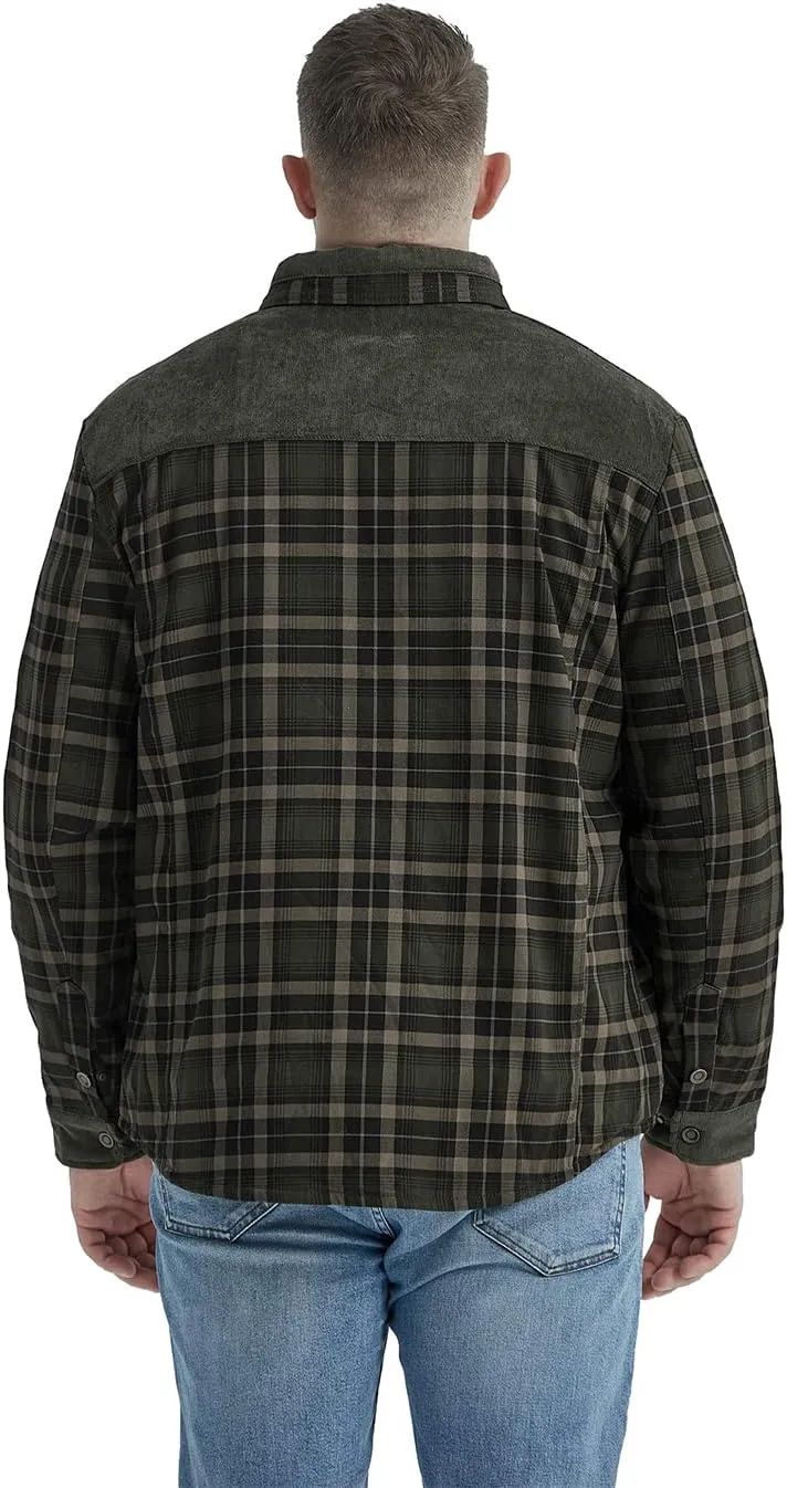 Haellun Men's Long Sleeve Sherpa Lined Shirt Jacket Flannel Plaid Fleece Coats