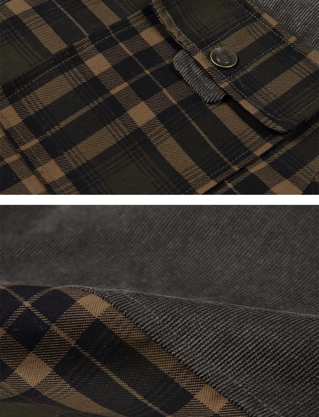 Haellun Men's Long Sleeve Sherpa Lined Shirt Jacket Flannel Plaid Fleece Coats