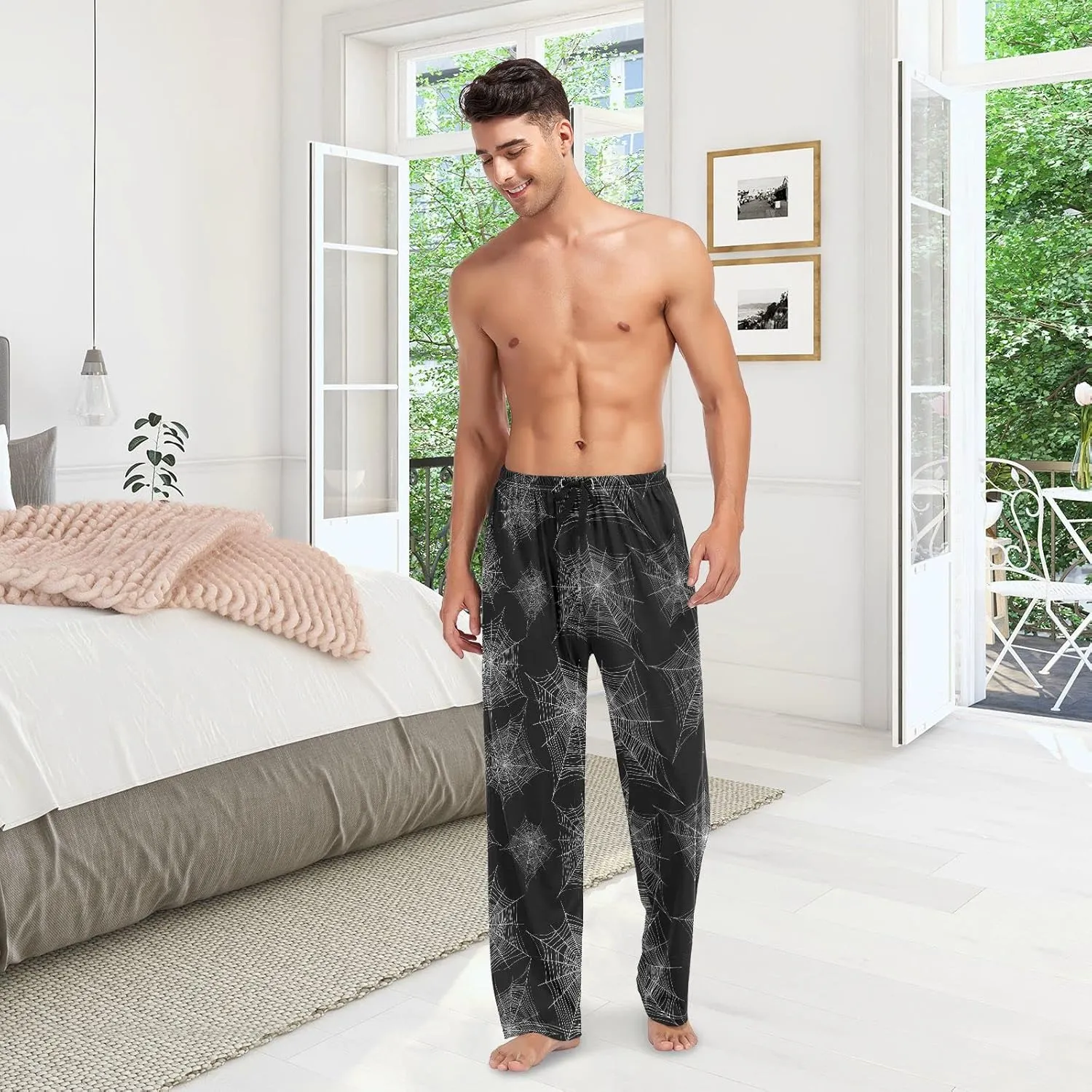 Halloween Spider Web Pattern Men's Pajama Pants Sleepwear Lounge Pajama Bottoms