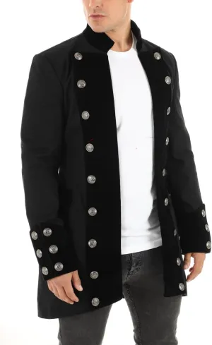 Handmade Cotton Gothic Military Jacket-Pirate Coat Steampunk Mens Clothes-Gothic Jacket Men SPVL