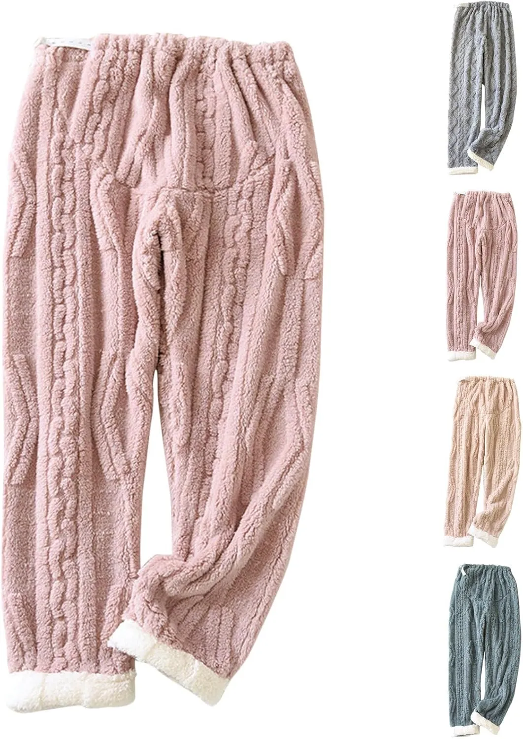 HGps8w Fuzzy Fleece Pajama Pants for Pregnant Women Winter Cozy Lounge Pants Warm Soft Fuffy Pjs Bottoms Sleepwear