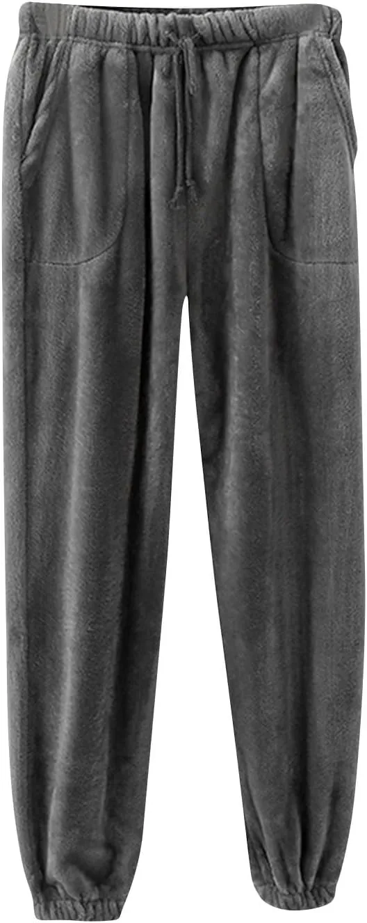 HGps8w Plush Pajama Pants for Women Warm Winter Soft Fuzzy Fleece Outdoor Lounge Pants Fluffy Comfy Pjs Bottom Sleepwear
