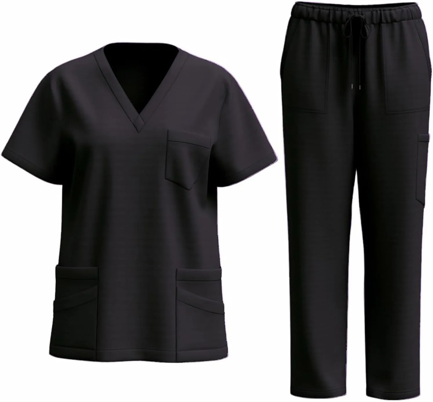 HGps8w Scrubs for Women Sets Nursing Uniform - Stretch V-Neck Top & Cargo Pants Short Sleeve Workwear with Pockets