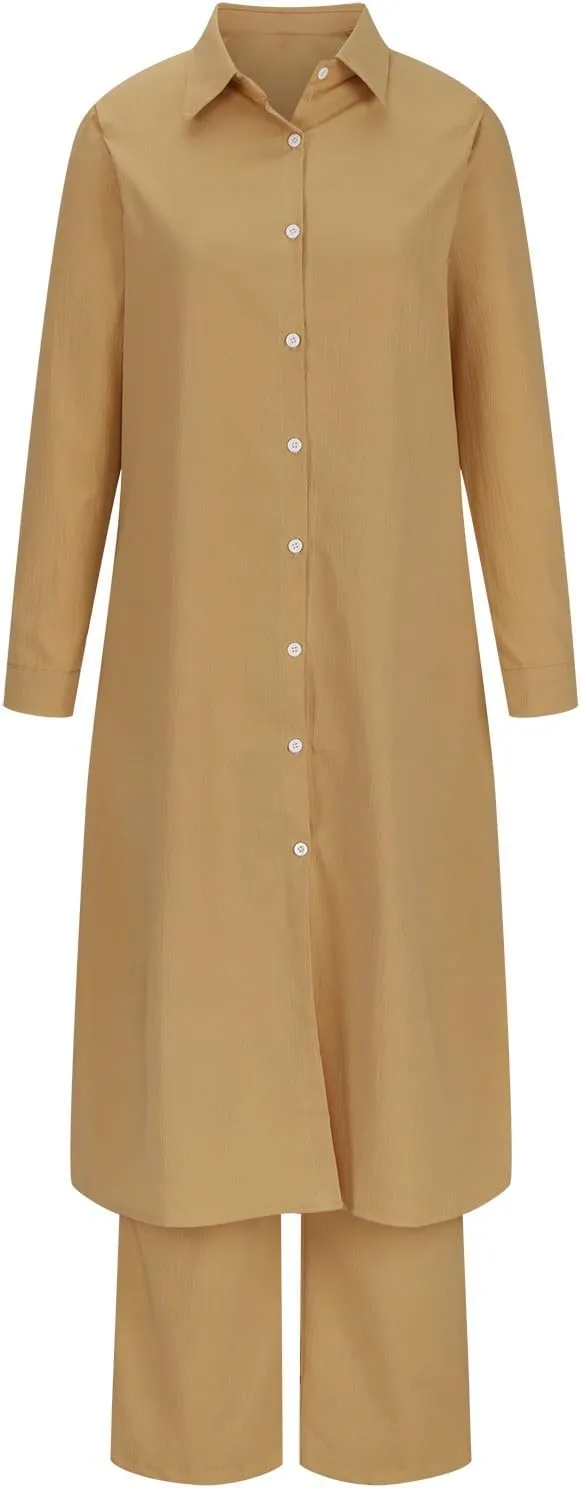 HGps8w Women's Vintage Cotton Linen Trench Coat Split Hem Mid Length Windbreaker Button Down Lapel Jacket Overcoat