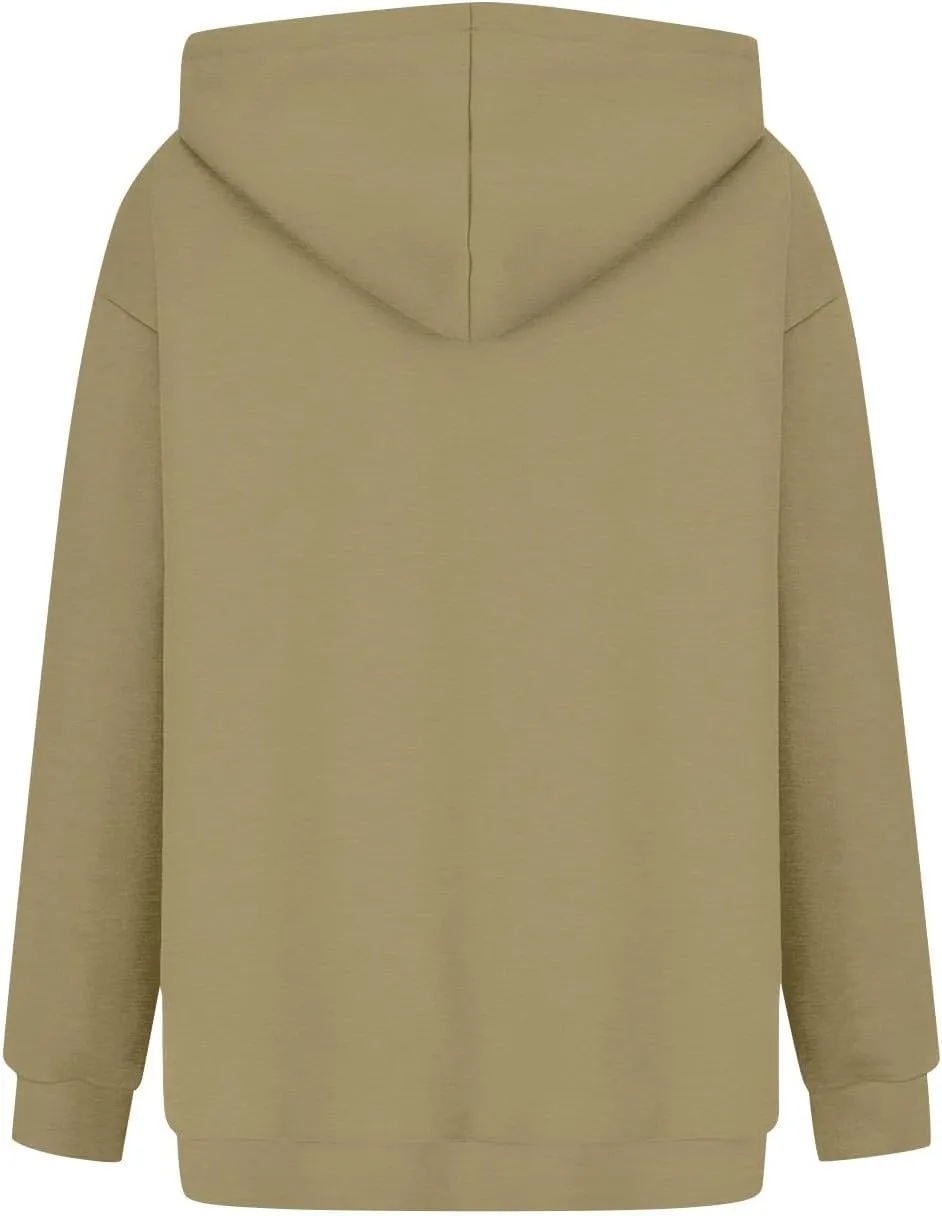 Hoodies for Women Fall Fashion 2024 Long Sleeve Outfits Tops Oversized Hoodies Solid Sweatshirt with Pocket