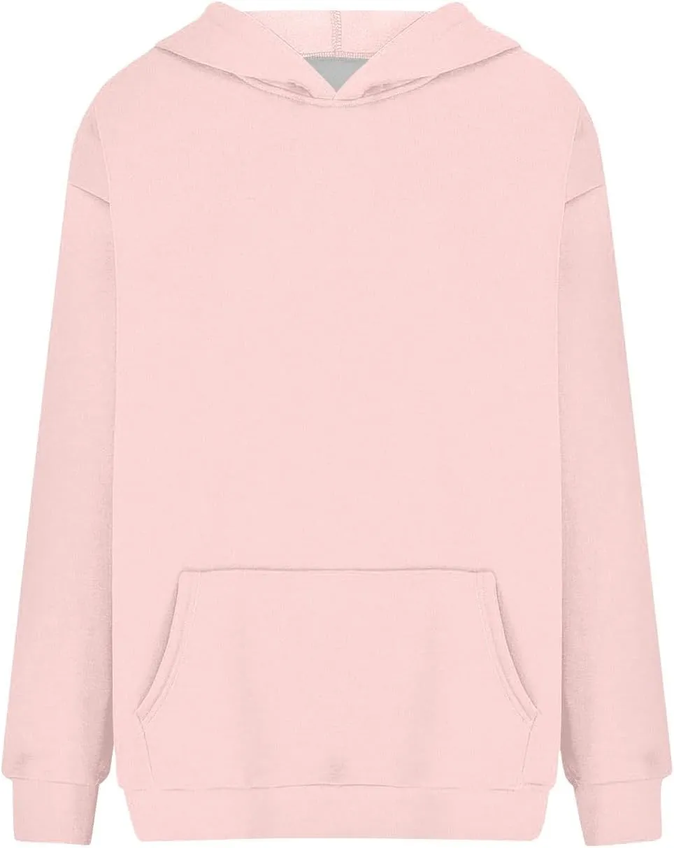 Hoodies for Women Fall Fashion 2024 Long Sleeve Outfits Tops Oversized Hoodies Solid Sweatshirt with Pocket
