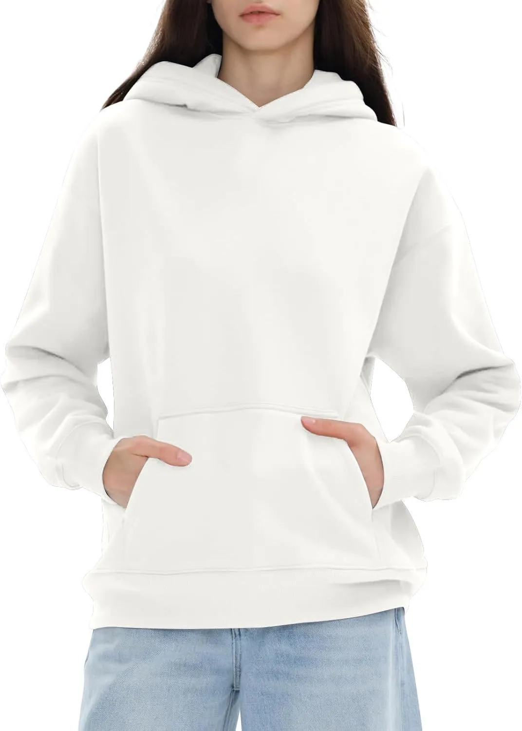 Hoodies for Women Fall Fashion 2024 Long Sleeve Outfits Tops Oversized Hoodies Solid Sweatshirt with Pocket