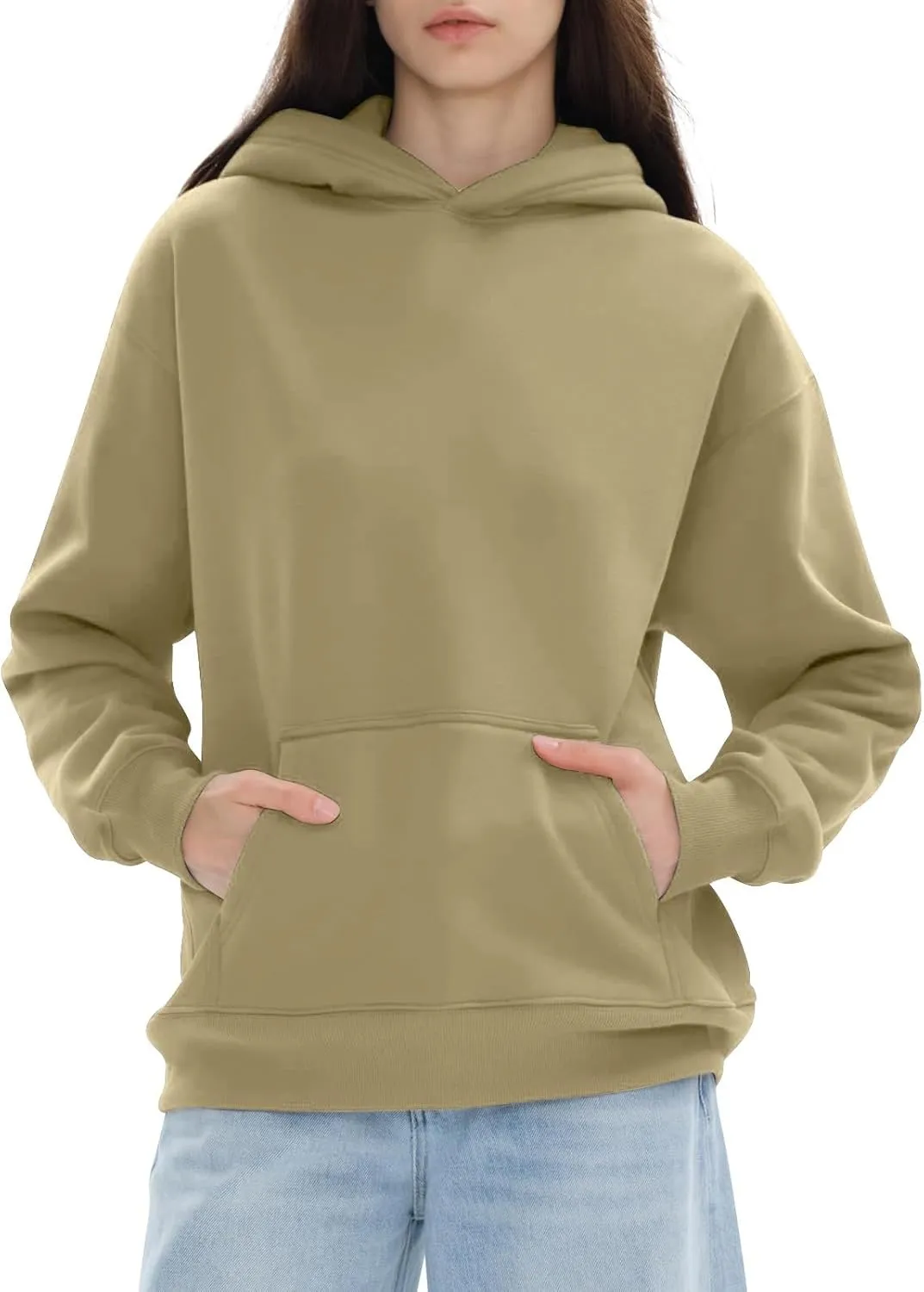 Hoodies for Women Fall Fashion 2024 Long Sleeve Outfits Tops Oversized Hoodies Solid Sweatshirt with Pocket