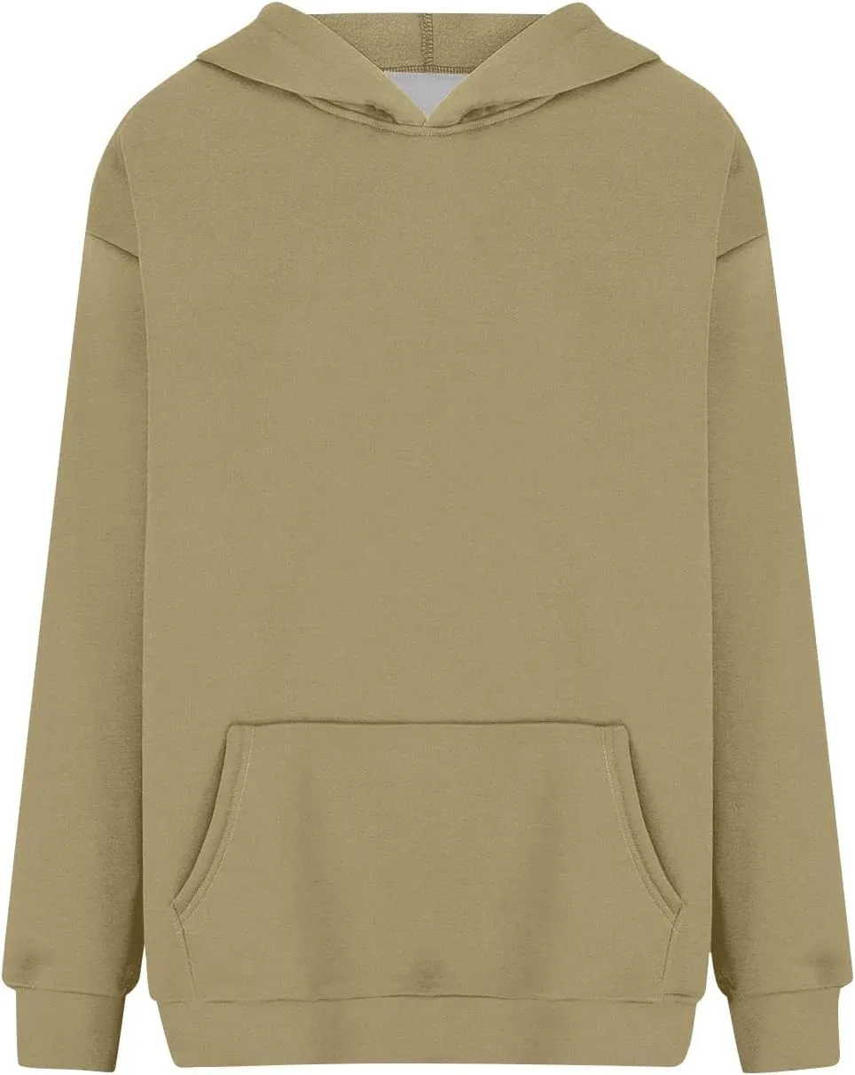 Hoodies for Women Fall Fashion 2024 Long Sleeve Outfits Tops Oversized Hoodies Solid Sweatshirt with Pocket