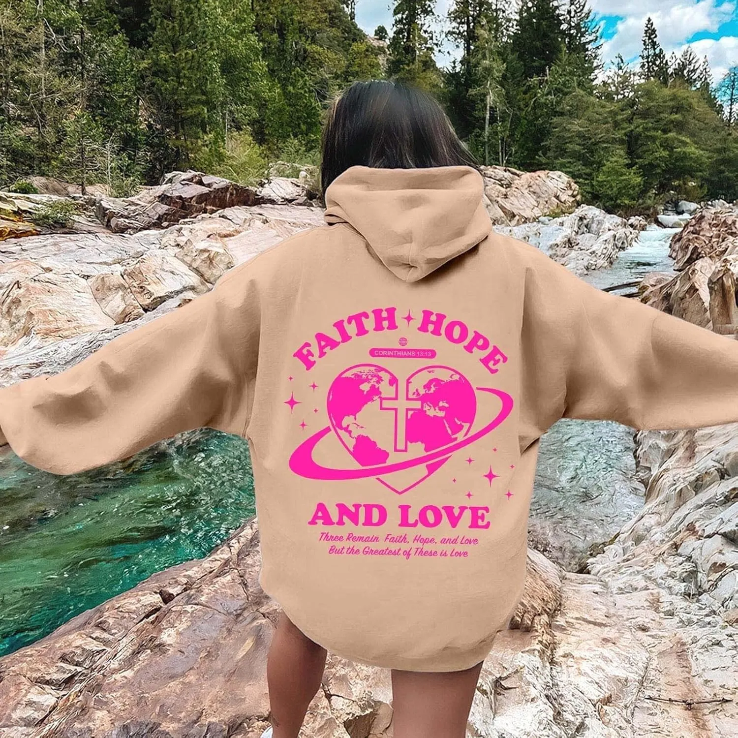 Hoodies for Women Plus Size Casual Long Sleeve Graphic Hoodies Drawstring Pullover Sweatshirts with Pocket