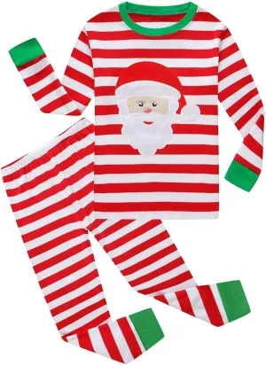 HYCLES Christmas Pajamas for Kids Girls Holiday Long Sleeve Sleepwear Santa Cotton Pajamas Sets for 2-12T Boys/Toddler Pjs