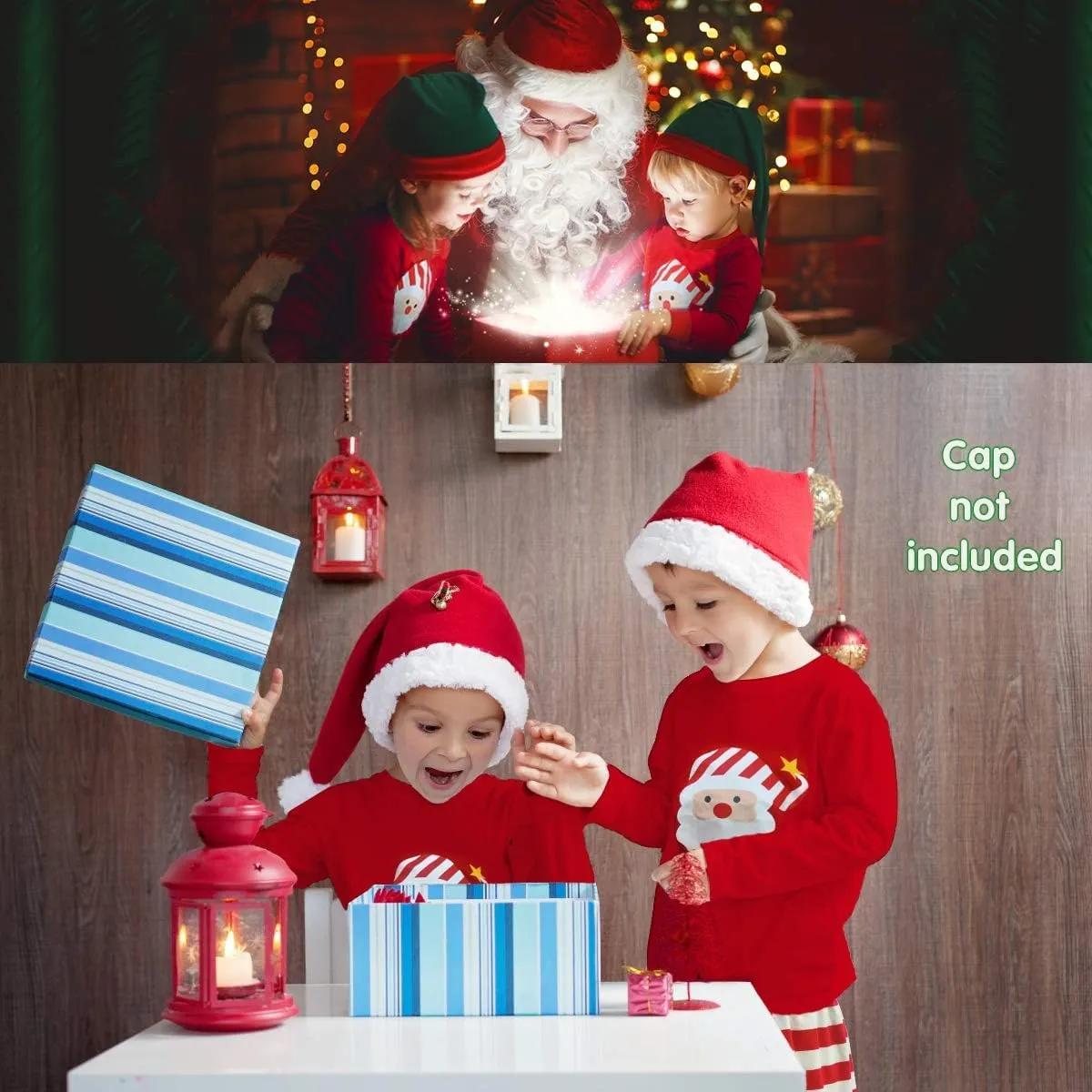 HYCLES Christmas Pajamas for Kids Girls Holiday Long Sleeve Sleepwear Santa Cotton Pajamas Sets for 2-12T Boys/Toddler Pjs