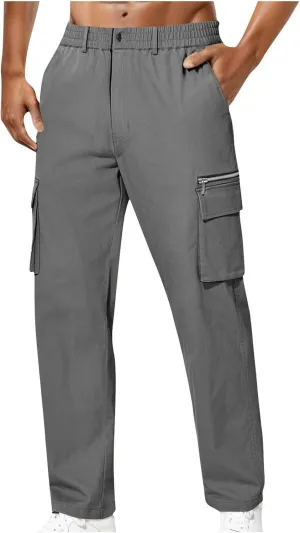 Jogger Cargo Pants for Men Lightweight Hiking Pants Loose Straight Leg Pants Relaxed Active Pants Fall Work Pants