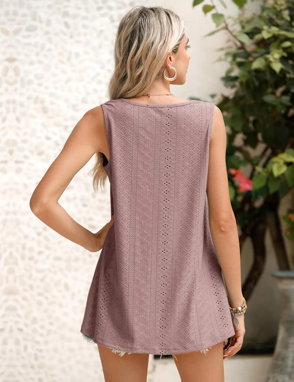 JollieLovin Women's Tank Tops Plus Size Sleeveless Tunic Crew Neck Loose Fit T-Shirt