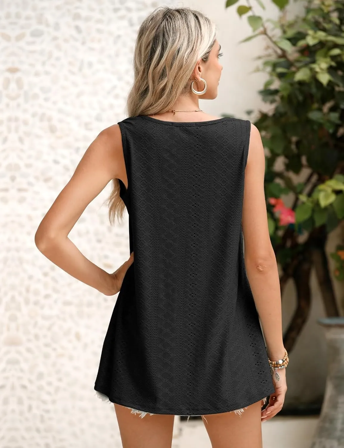 JollieLovin Women's Tank Tops Plus Size Sleeveless Tunic Crew Neck Loose Fit T-Shirt