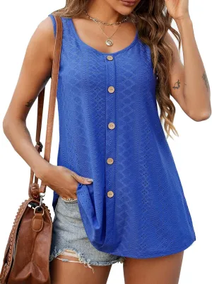 JollieLovin Women's Tank Tops Plus Size Sleeveless Tunic Crew Neck Loose Fit T-Shirt