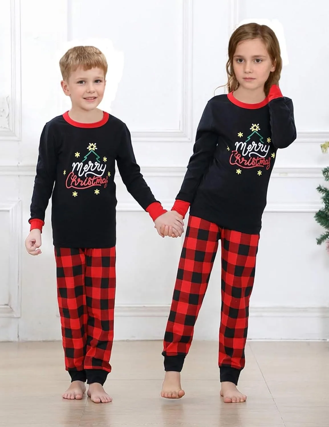 Joyond Christmas Pajamas Family Matching Sets for Unisex Women Men Kids Xmas Long Sleeves Sleepwear Pjs