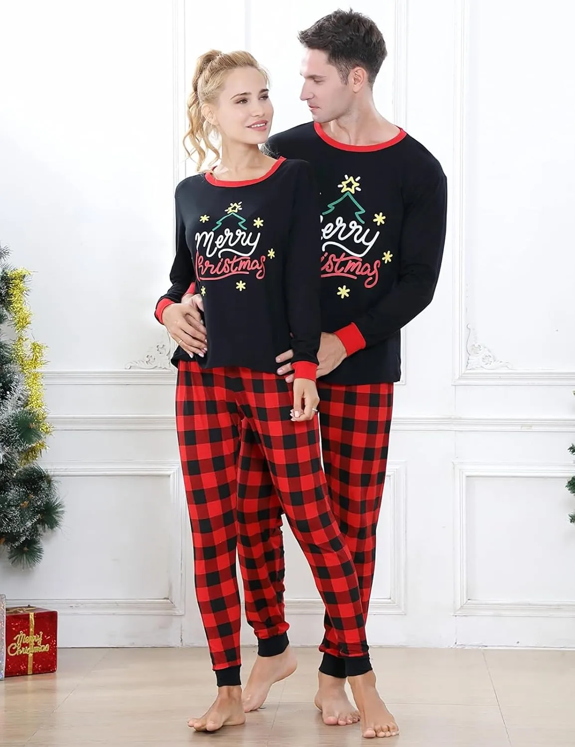 Joyond Christmas Pajamas Family Matching Sets for Unisex Women Men Kids Xmas Long Sleeves Sleepwear Pjs